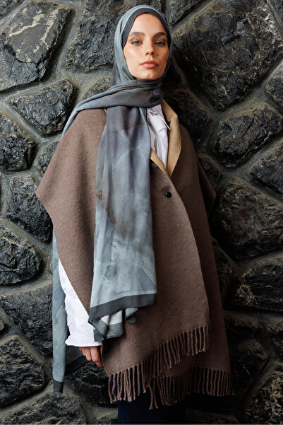 Mooncorn Σάλι από ραμί με σχέδιο ανθρακί Moreal