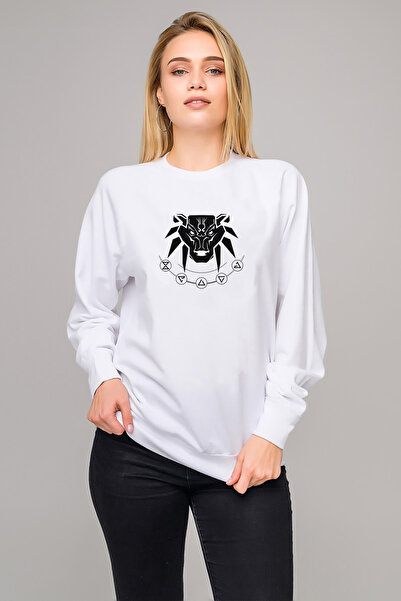 QIVI The Witcher School of the Bear Printed White Women's Knitted Sweatshirt ...