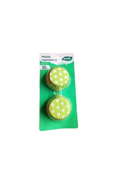 Algon Set 30 colored cupcake molds, 5 x 3.2 cm, green with white polka dots