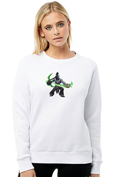 QIVI World of Warcraft Illidan Stormrage 2 Printed White Women's Knitted Sweatshirt Long Sleeve