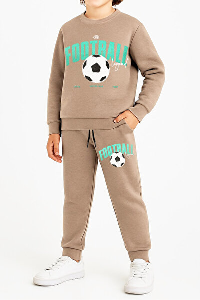 MODANINO Boy's Tracksuit Set-3 Thread Ş Fleece-Lined Football B Printed 3-10 Years Old 12405