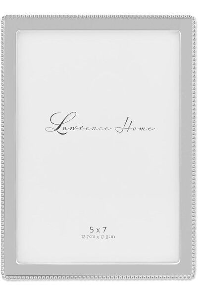 Lawrence Frames إطار صورة معدني فضي بحافة خرزية دقيقة، 12.7 × 17.78 سم (5 × 7)