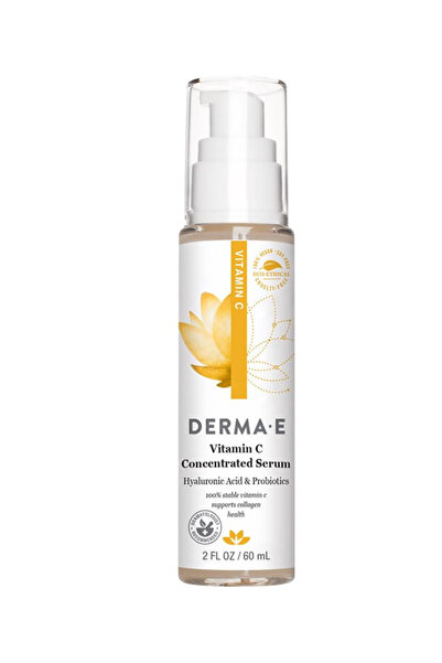 DERMA E Vitamin C Concentrated Serum, 2 Oz, with Hyaluronic Acid, Vitamin E & Aloe, All Natural, Antioxidant
