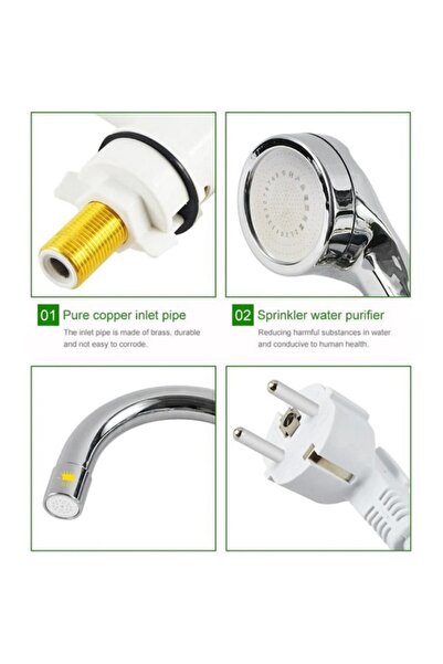 HYT Baterie electrică cu duș, LCD, temperatură reglabilă, încălzitor instantaneu, montare pe perete, 3000W, alb