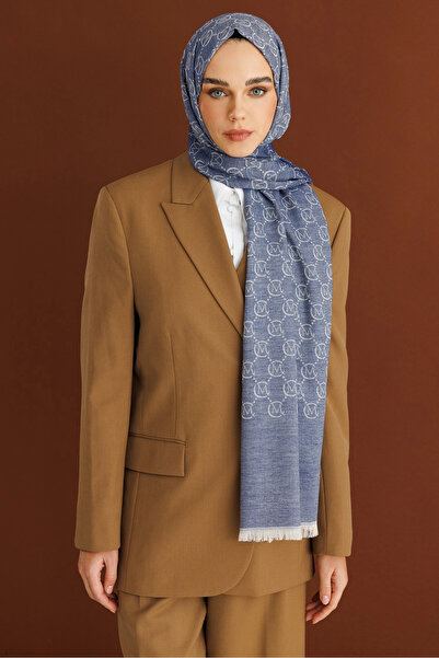 Mooncorn Μπλε του ουρανού μάλλινο μεταξωτό σάλι