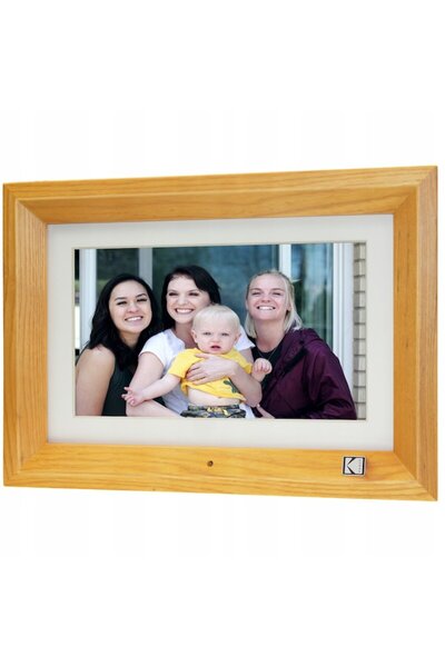Kodak LED Digital Photo Frame, 10 inch, video playback, clock & calendar, wooden frame, Brown