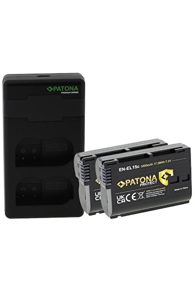 Patona Încărcător premium cu dublă alimentare, cu 2 baterii Protect EN-EL15c ...
