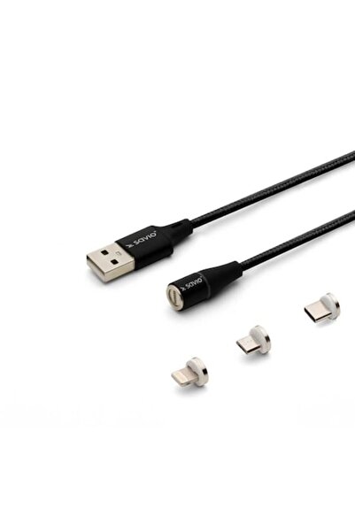 Savio Cablu de date și încărcare rapidă magnetică 3 în 1 USB/USB-C/Micro USB/...