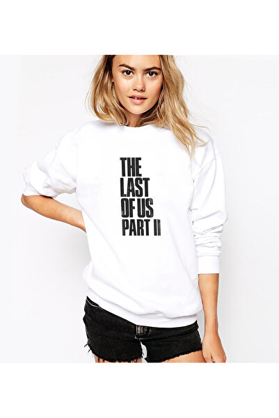 QIVI The Last of Us Part 2 Printed White Women's Knitted Sweatshirt Long Sleeve