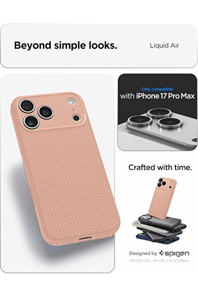 Spigen Liquid Air compatible with iPhone 17 Pro Max case cover (2025) - Rose Titanium