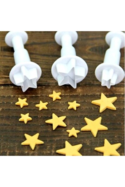 adhoreca Set of 3 Star-Shaped Molds for Cake or Pastry Decoration (Chocolate, Marzipan)