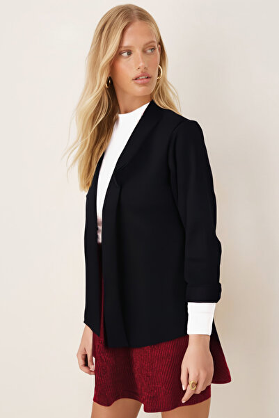 armonika Women's Black Double Sleeve Jacket Arm-26K001054