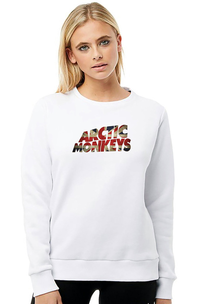 QIVI It and Sheffield Arctic Monkeys Musician Printed White Women's Knitted S...
