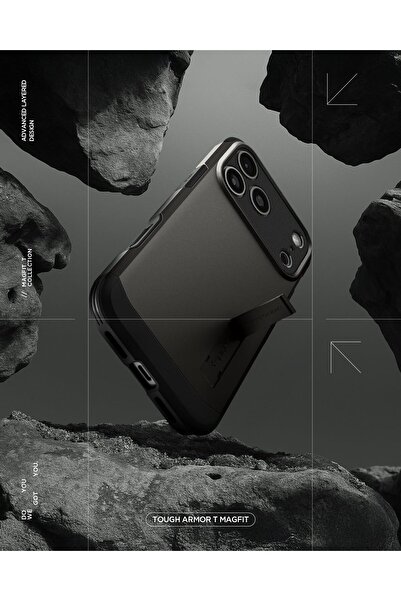 Spigen Tough Armor T MagFit for iPhone 17 Pro Max case MagSafe compatible with Kickstand Gunmetal