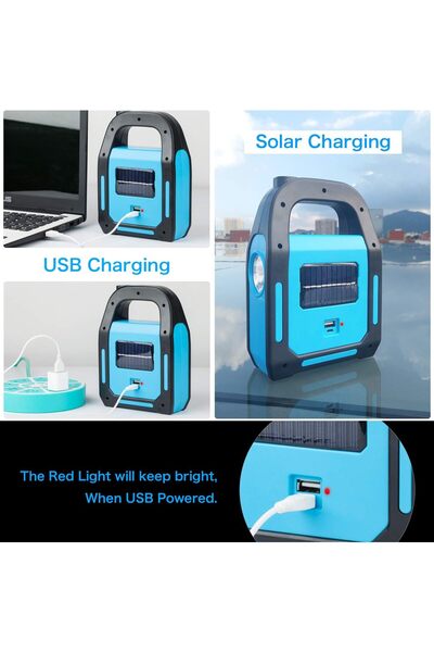 Generic 3 in 1 Solar USB Rechargeable COB LED Camping Lantern & Flashlight with Emergency Power Bank