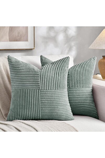 Fancy Homi Corduroy Patchwork Boho Square Pillow Covers, 45×45 cm, Set of 2, ...