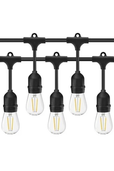 BZRSH Ghirlandă cu panouri solare și becuri incluse, 10 m, 10 LED-uri cu filament de 2 W, alb cald 3000 K (BZRSH)