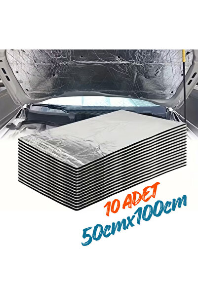 BantMarketim Araç Oto Kaput Kapı Taban Davlumbaz Ses Yalıtım Malzemesi 6mm Alm. Folyolu Kauçuk 50cmx100cm 10adet