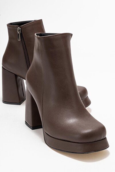 CCWAY AYAKKABI حذاء نسائي ذو نعل سميك جلد بني