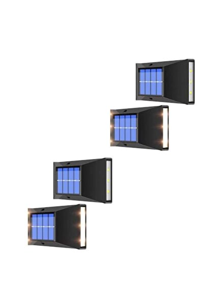 BZRSH Set de 4 aplice solare, 6 LED-uri, senzor de lumină, încărcare solară, ...