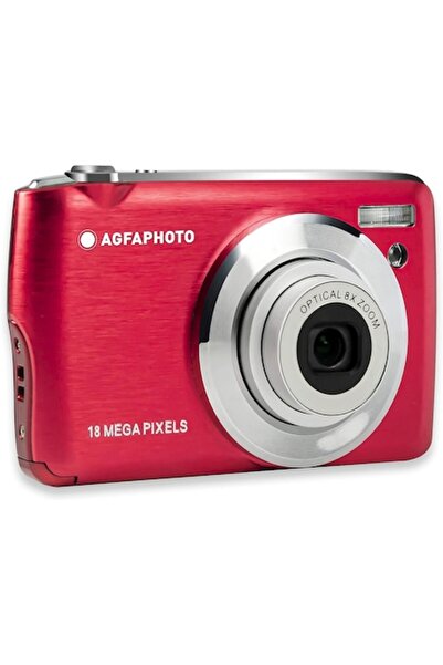 AgfaPhoto DC8200 18MP Digital Camera, includes 16 GB SD card and case, Red