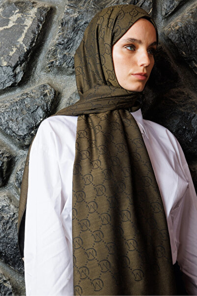 Mooncorn Oil Green Wool Silk Shawl