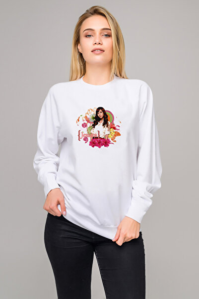 QIVI K Pop Jessica Generation Blanc & Printed White Women's Knitted Sweatshir...