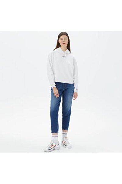 Tommy Jeans Relax Crop Essential Logo Hoodie Women's White Sweatshirt