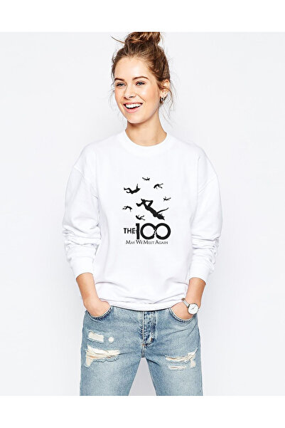 QIVI The100 May We Meet Again Falling People B Printed White Women's Knitted ...