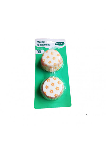 Algon Set de 30 de forme colorate pentru brioșe, 5 x 3,2 cm, model floral portocaliu