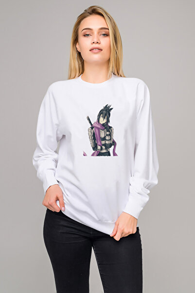 QIVI Anime One Punch Man Sonic Printed White Women's Knitted Sweatshirt Long Sleeve