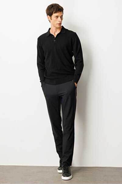 Desen Men's Polo Neck Front Diamond Pattern Knit Sweater 25KDSN25608