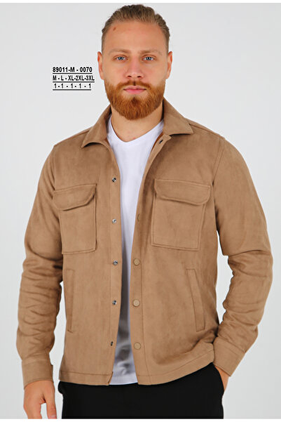 MODA معطف قميص من جلد الغزال