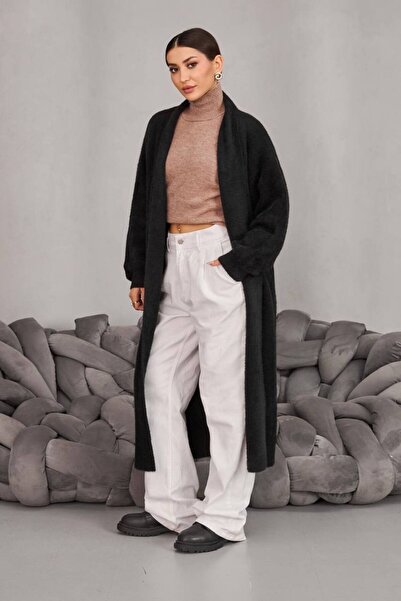 MY DEPO Women's Bearded Knitwear Soft Long Cardigan