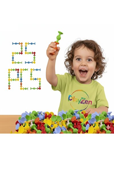 PlayZen مكعبات بناء فاكوم موليكول 25 قطعة - لعبة تعليمية حسية وترفيهية (3 سنو...