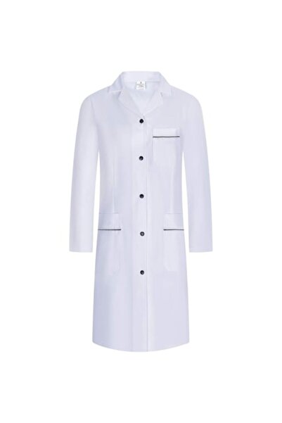 Tucano LABORATORIOS Women's Medical Gown, Long Sleeve, White with Black Details, XL