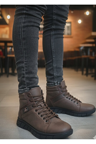 Ata 730 Black Men's Daily Light Weight Oil Leather Sole Rubber Orthopedic Boots