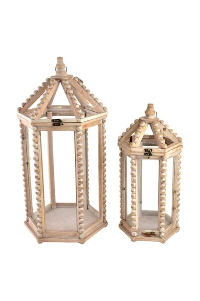 MONDEX Set de 2 felinare XL LOKKE Mondex, 32x27,5x65 cm și 23x19,5x49 cm, lem...