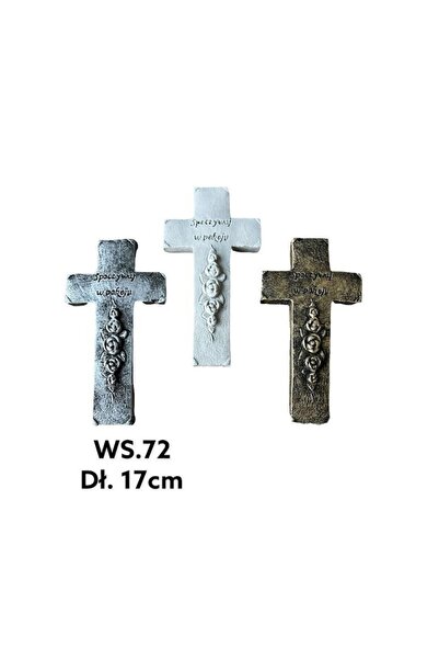 MONDEX Decorative Figurine Plaster White - 'Rest in Peace' Cross 9x16.5x2 cm