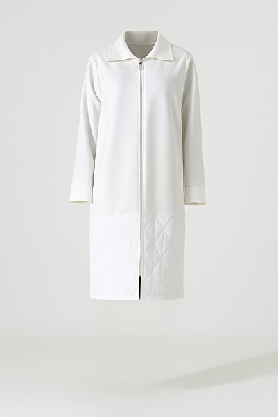 Fi'l Arz Fashion Women's Zipper Closure Quilted Long Coat