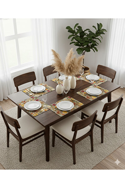 Otay Ev Dekorasyon 3D Digital Printed Front Face & Durable Denim Fabric Back Face American Service 6-Piece (30 cm X 45 cm)