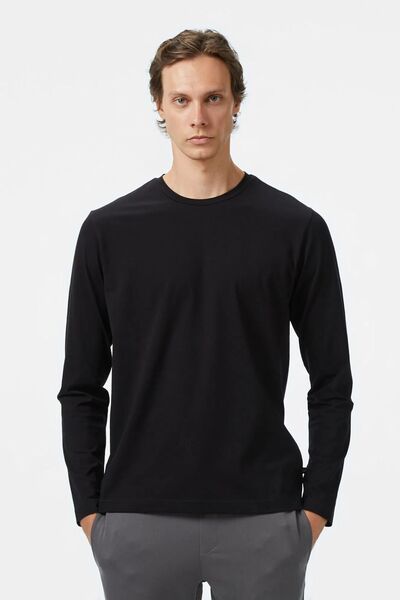 Nautica Ανδρικό μαύρο μακρυμάνικο μπλουζάκι κλασικής εφαρμογής