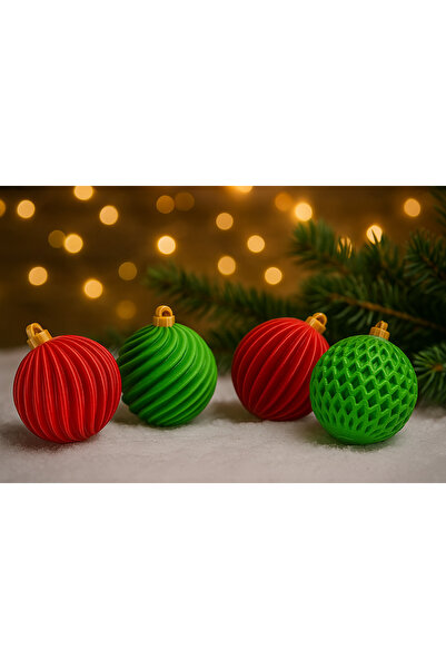 The Plasti Set de 4 ornamente de Crăciun Roșu Verde