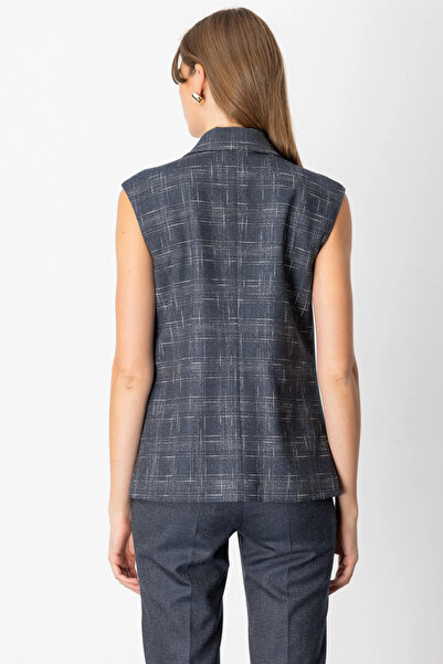 Ekol Double-Breasted Collar Plaid Vest