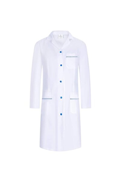 Tucano BATA LABORATORIOS Medical Lab Coat for Women, Long Sleeve, White/Blue, Size M