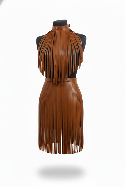 Angels Passion Red Leather Skirt Laser Cut Leather Skirt