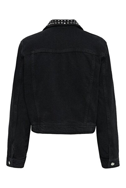 ONLY Women's Black Onlgilla Ls Stud Dnm Biker Jacket Cro Jacket 15300529 -Black