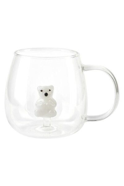 Allesken Cană Peter Bear 400ml, sticlă borosilicată, design minimalist, 7.5x1...