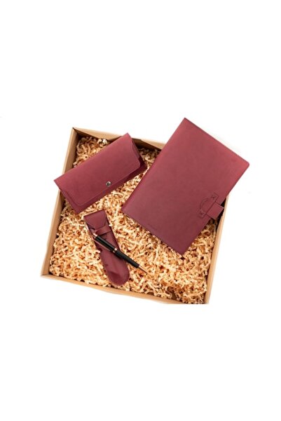 Origin Premium set: agenda, pen with case and wallet - Burgundy