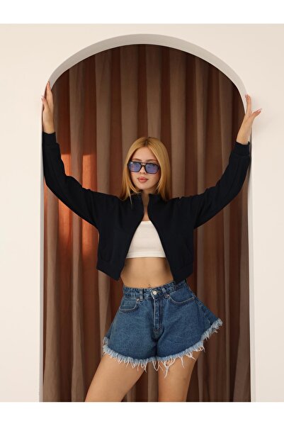 GRODYT Grody.T Zippered Crop Thessaloniki Fabric Short Sweatshirt